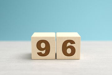 Wall Mural - Wooden toy blocks forming the number 96.