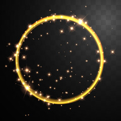 Wall Mural - magic gold circle. glowing fire ring trace.