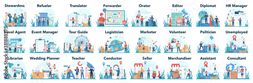 Cuadros en Lienzo Humanitarian profession set. Business and social profession.
