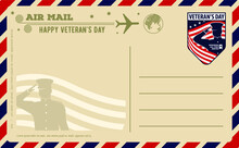 Veteran's Day Vintage Postcard Design Template. Vector Illustration.
