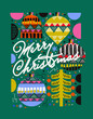 © Ardea-studio - 2021! Merry Christmas and Happy New Year! Vector abstract illustrations for holiday graphic design: pattern,  christmas tree, christmas tree toy, ornament. Geometric objects for poster and postcard