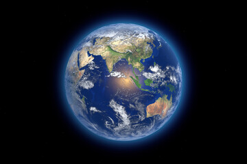 Poster - Blue Planet Earth Globe View from Space. Elements of this image furnished by NASA. 3d Rendering