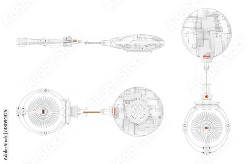 Cuadros en Lienzo White Spaceship, Space Station or Alien UFO Spacecraft in Clay Style