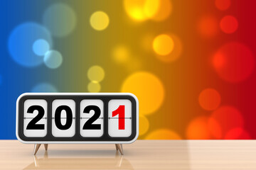 Aufkleber - Retro Flip Clock with 2021 New Year Sign. 3d Rendering