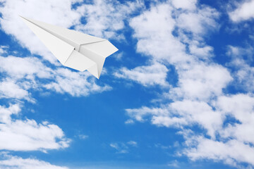 Poster - White Origami Paper Airplane. 3d Rendering
