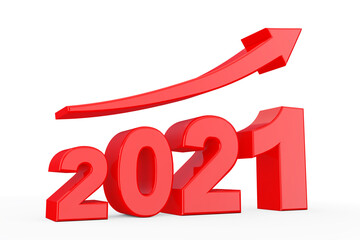 Aufkleber - Progress Arrow in New 2021 Year Sign. 3d Rendering
