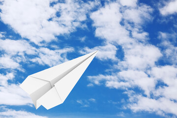 Poster - White Origami Paper Airplane. 3d Rendering