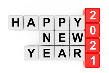 Aufkleber - New 2021 Year concept. Happy New Year 2021 Sign as Crossword Blocks. 3d Rendering