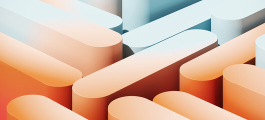 Poster - minimal abstract mockup background for product presentation. blue and orange blending gradient podiu