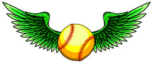 Baseball Ball Flying With Angel Wings Vector