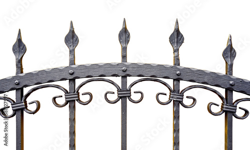 Fotografía wrought iron fence on white isolated background