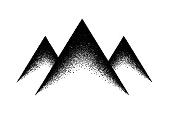 Poster - Abstract background with mountains sign or emblem in dotwork or tattoo retro style