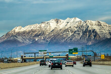 Provo, Utah,  Interstate Highway 15 In Provo, Utah With Mt Timpanogos In Background