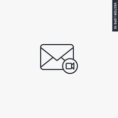 Fototapete - Media mail icon, video mail, linear style sign for mobile concept and web design