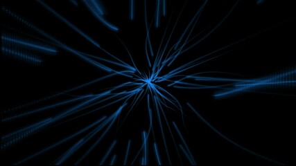 Particles animation of streams of energy coming from centre and spreads trough space in time.