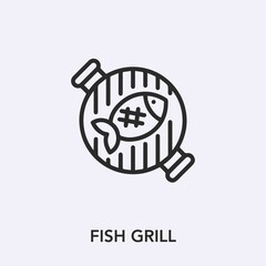 Poster - fish grill icon vector sign symbol