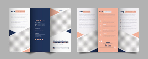 Corporate business trifold brochure template. Modern, Creative and Professional tri fold brochure vector design. Simple and minimalist promotion layout