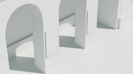Poster - 3d render of bright abstract architecture geometry. Bright light with sharp shadows. Minimalism.
