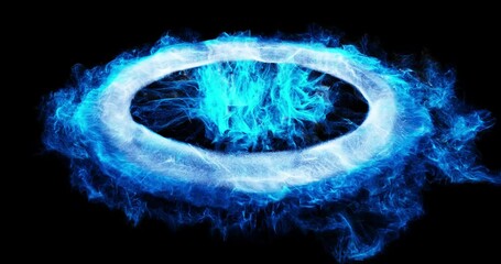Poster - abstract portal ring, blue energy surge. energy force fields tunnel. vortex energy. pulsating, beati