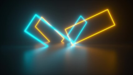 Poster - 3d render of abstract ultraviolet backdrop from rectangular geometric neon shapes. Computer generated a virtual reality