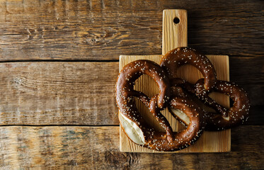 Wall Mural - Pretzel with salt and sesame seeds