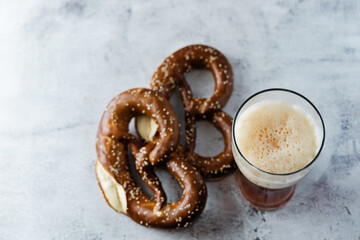 Wall Mural - Pretzel with salt and sesame seeds