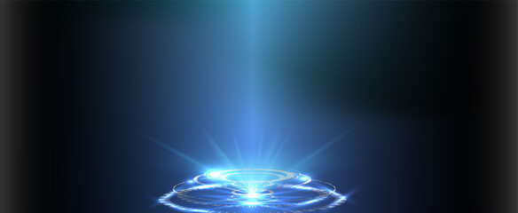 Poster - sky-fi digital hi-tech collection in hud style. magic circle teleport podium. gui, ui virtual realit