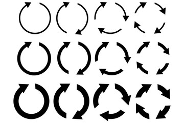 Poster - Circular arrow icon. Recycling symbol. Repeat sign. Set of circles with arrows. Vector illustration. Stock image.