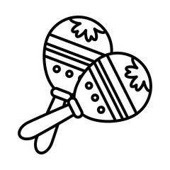 Sticker - mexican maracas icon, line style