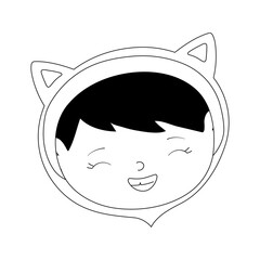 Sticker - happy halloween, cute face girl cat costume isolated design icon line style