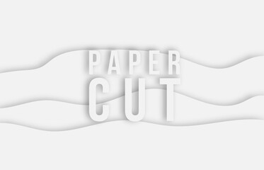 Fototapete - Trendy vector paper cut 3d effect grey background layers. Black and white waves and lines curved. Papercut abstract concept texture. Cutout realistic wavy decoration. Paper art.