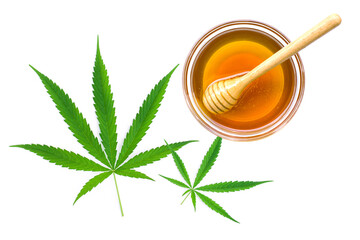 Sticker - Cannabis leaf ( Marijuana ) and pure honey 