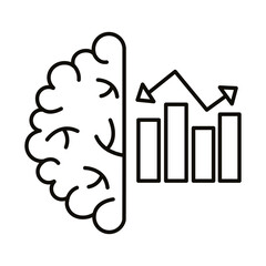 Canvas Print - brain human with statistics bars line style icon