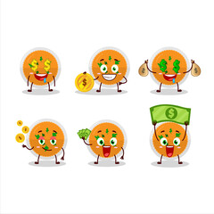 Sticker - Mashed orange potatoes cartoon character with cute emoticon bring money