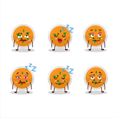 Sticker - Cartoon character of mashed orange potatoes with sleepy expression