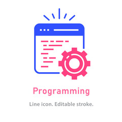 Aufkleber - Programming icon on white background. Editable stroke.