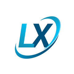 initial letter LX logotype company name colored blue swoosh design concept. vector logo for business and company identity.