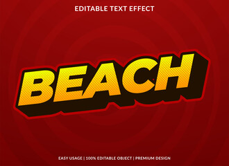 Poster - beach text effect template with retro and bold style use for brand tagline or product logo