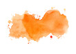 orange paint of splashes watercolor isolated on white paper.