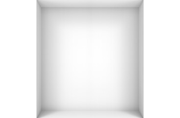 Poster - 3d rendering. Empty modern simple minimal white corner room box wall design background.