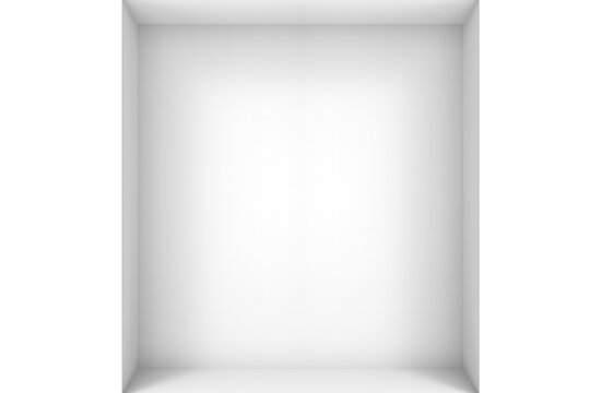 3d rendering. Empty modern simple minimal white corner room box wall design background.