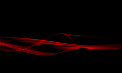 Poster - Elegance of red fractal waves isolated on black backgraund