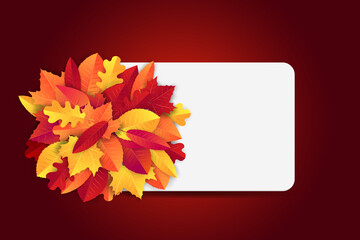 Wall Mural - Autumn banner with a bunch of red and orange leaves. Fall sale promo design template. Vector illustration.