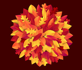 Wall Mural - Autumn banner with red and orange leaves wreath. Vector illustration.