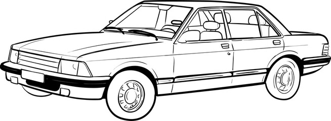 Wall Mural - cartoon classic car sedan, car, cartoon car,car sketch