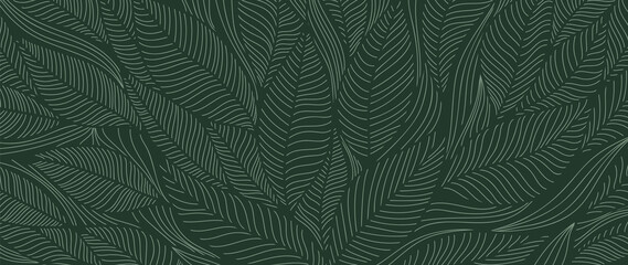tropical leaf wallpaper, luxury nature leaves pattern design, golden banana leaf line arts, hand dra