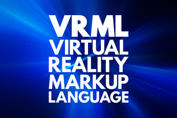 Aufkleber - VRML - Virtual Reality Markup Language acronym, technology concept background