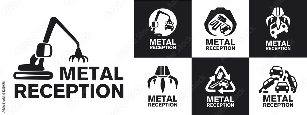 vector logo reception and utilization scrap metal - obrazy, fototapety, plakaty 