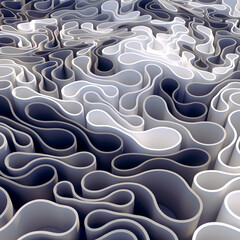 Aufkleber - Abstract pattern of interaction flexible elastic organic shapes. 3d rendering
