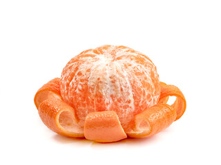 Sticker - Orange peel fruit isolated on white background